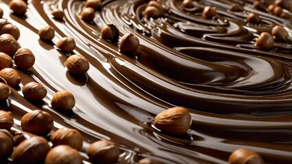 Wall Mural - Nuts in chocolate background