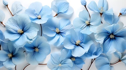 Light blue morning glory petals scattered on a solid white background, offering a gentle and soothing visual#2 @BAN ME?
