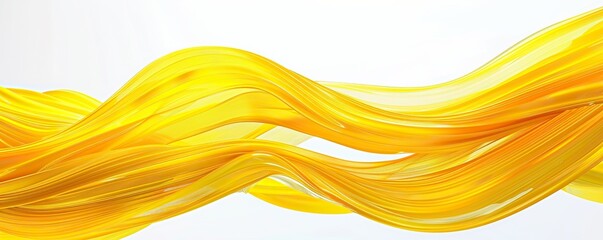 Vibrant lemon yellow wave abstract design, cheerful and bright, isolated on a white backdrop