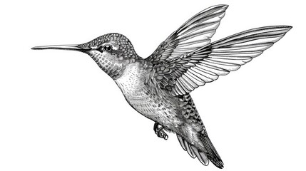 simple line art drawing of a hummingbird on white background