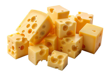 cheese cube set isolated on transparent background