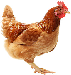 Wall Mural - A brown chicken isolated on a transparent background PNG