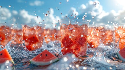 Canvas Print - water drops on a red background