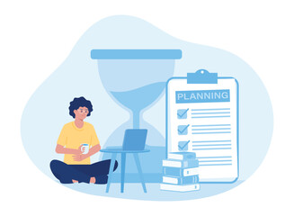 Canvas Print - human time management work concept  flat illustration