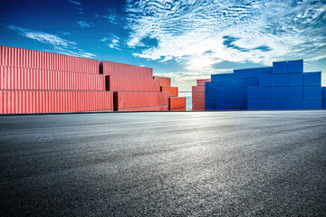 Aufkleber - Empty asphalt square road and container background