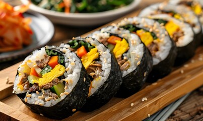 Wall Mural - Korea food kimbap, Generative AI