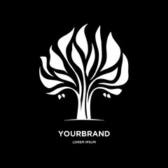 Sticker - Minimalistic logo design featuring a silhouette of a tree, AI-generated.