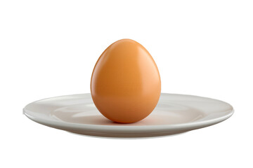 Wall Mural - Egg on a white plate isolated on transparent background