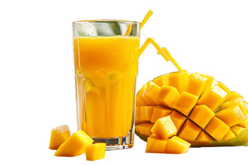 Wall Mural - Fresh mango juice isolated on transparent background