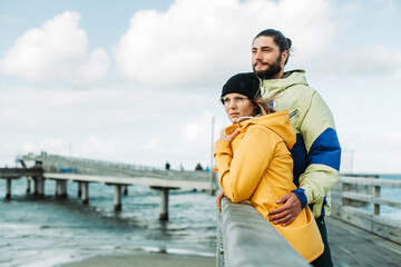 Poster - Couple on the pier in Heiligenhafen