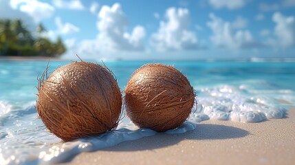 Sticker - coconut on the beach