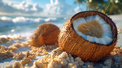 coconut in the sand