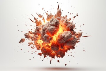 Wall Mural - Explosion fire white background destruction.