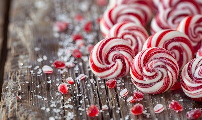 Red Striped Candy Canes for Holiday Treats, Generative AI