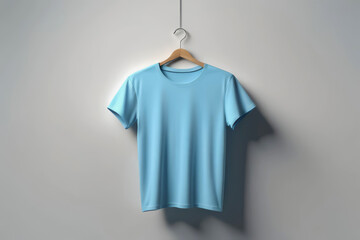 Wall Mural - blue t shirt on hangers, natural mock-up design clothes 