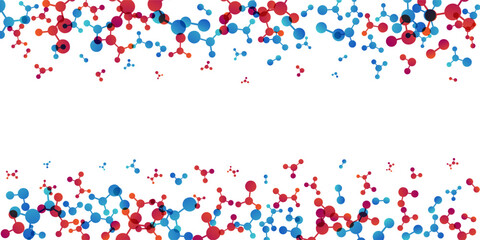 top and down borders with molecules, data or other tech structure elements. pharmacy, biotechnology 