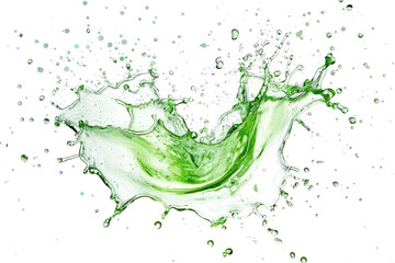 green water splash isolated on white or transparent png