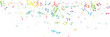 © IlayaStudio - Top border from flying music notes. Vector decoration element in rainbow colors.