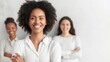 © Generative ART - Smiling Businesswoman with Colleagues in Background - Teamwork and Success Concept