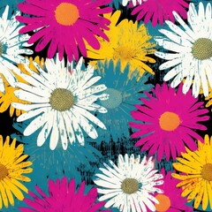 Wall Mural - White daisy pattern backgrounds flower petal.