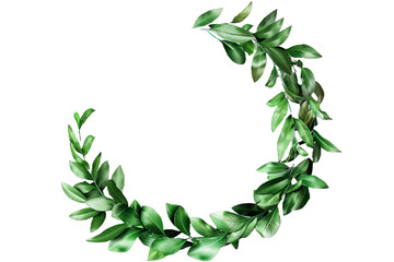 Wall Mural - Green laurel wreath isolated on transparent background
