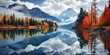 © Pixel Anjali - Autumn landscape reflected in Canadian mountain lake, Generative AI