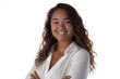 © Isuru - Young mixed race businesswoman with arms folded smiling isolated on white background