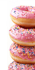 Wall Mural - Donuts column one on one with roze pink glaze, sprinkles, pastel background