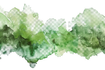 Wall Mural - Green watercolor stain isolated on transparent background