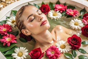 close-up. view from above. a young, beautiful woman on spa treatments at beauty spa. the concept of 