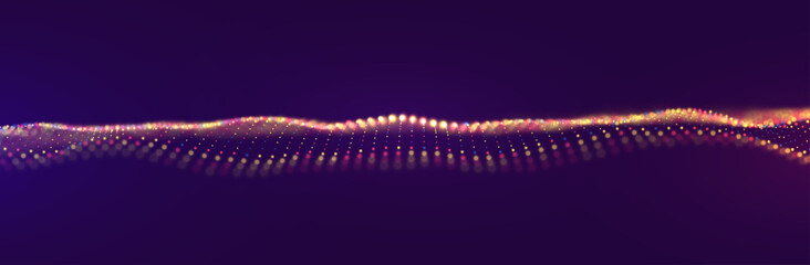 Wall Mural - abstract red and blue particle background. flow wave with dot landscape. digital data structure. fut