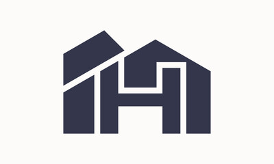 Vector initial letter h with home monogram apartment with simple layer logo designof_Untitled-3-8.eps