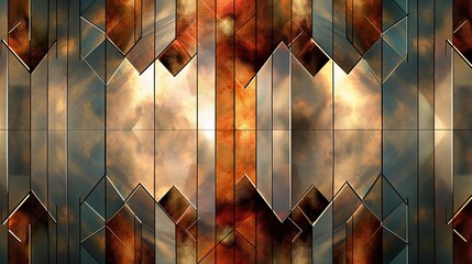 Poster - Illustration of an abstract geometric pattern with orange, brown, and grey tones