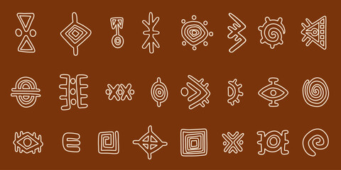 Wall Mural - Abstract African tribal symbols geometric shapes