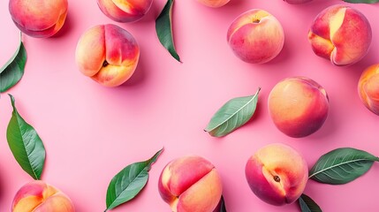 Summer Freshness with Vibrant Peaches and Leaves
