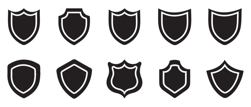 shield shapes collection. health protection shield. icon for design on white background. shield. ico