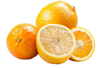 Wall Mural - Orange and lemon isolated on transparent background