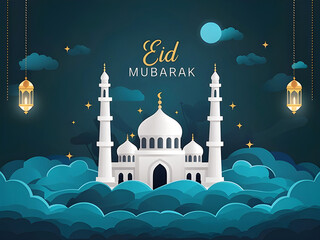 Muslim festival eid mubarak greeting background