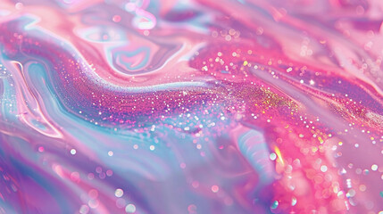 Wall Mural - Cute pink abstract flowing liquid iridescent background