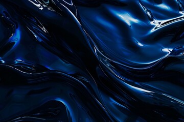 Sticker - a abstract dark blue waves background, black background, glass texture