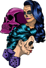 Sticker - draw of Dead girl vector illustration design