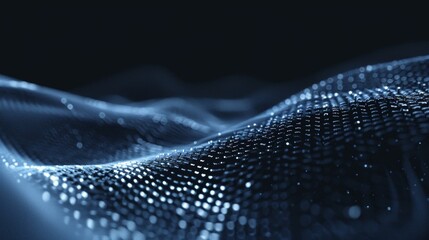 Abstract digital wave stock photo with mesh, particles, technology, futuristic design in blue color