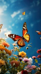 Wall Mural - Flying butterlies butterfly outdoors nature.