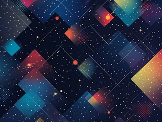 Sticker - Abstract Geometric Design on Dark Gradient Background: Description: A dark blue to black gradient background with sparkly light-colored dots