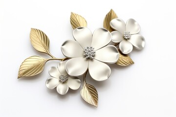 Poster - Jewelry brooch white white background.