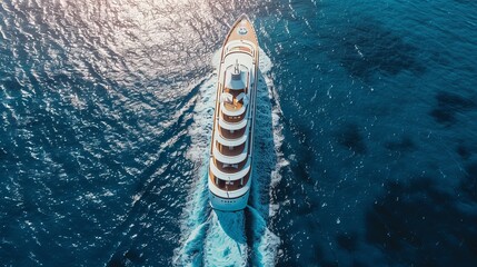 Wall Mural - Cruise Ship Majesty: Aerial View of Luxury Cruise Sailing Through Azure Seas, Embracing Smart Tourism and Summer Adventure