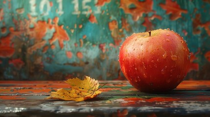 Wall Mural - apples on a wooden background