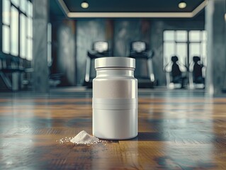 Wall Mural - Blank Creatine Jar Mockup for Fitness Supplements