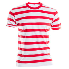 Red and White Striped T-Shirt on Transparent Background