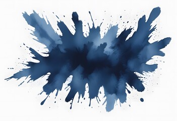 Wall Mural - Shiny blue brush watercolor painting isolated on transparent background cutout.